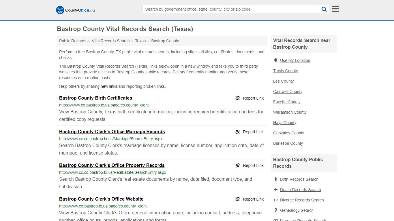 Vital Records Search - Bastrop County, TX (Birth, Death, Marriage ...